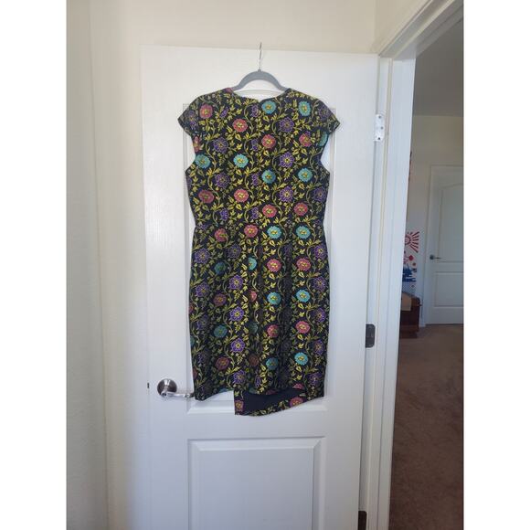 Josie Natori Ornate Dark Floral Jacquard Italian Cocktail Mini Dress, Size 12 - Picture 7 of 12